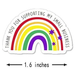50 THANK YOU FOR SUPPORTING MY SMALL BUSINESS Rainbow Star Stickers 1" …